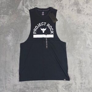 NWT Under Armour Project Rock Tank Top Mens Small Black Sleeveless Gym Shirt
